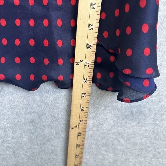 Ralph Lauren Womens Plus 2X Polka Dot Blouse Top Shirt Sleeveless Blue Red Sheer - Picture 7 of 10